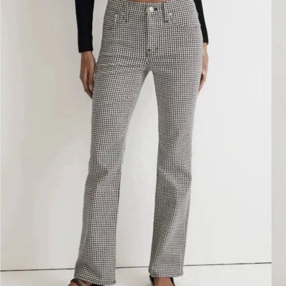 MADEWELL Mid-Rise Kick Out Stretch Houndstooth Pants – Sz 27 - Picture 2 of 11